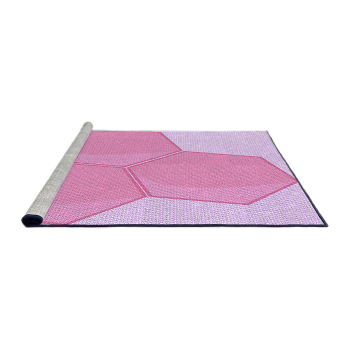 Sideview of Machine Washable Transitional Blossom Pink Rug, wshpat1708pur