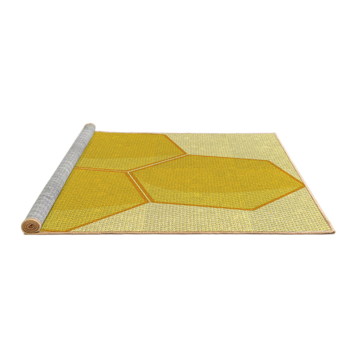 Sideview of Machine Washable Transitional Bold Yellow Rug, wshpat1708yw