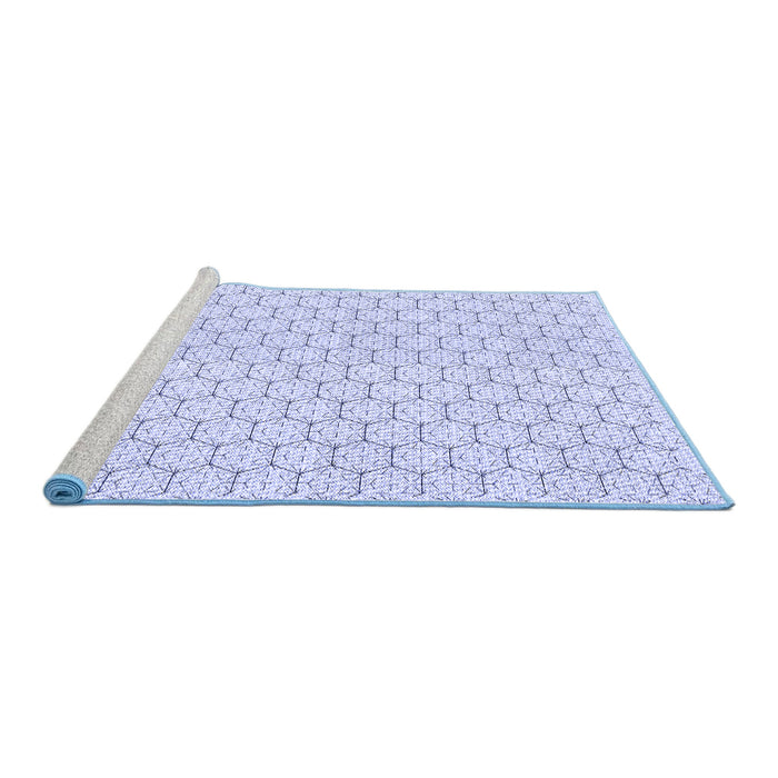 Sideview of Machine Washable Transitional Lavender Blue Rug, wshpat1709blu