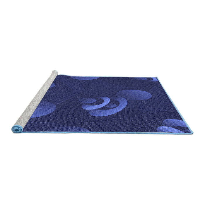 Sideview of Machine Washable Transitional Blue Rug, wshpat171blu