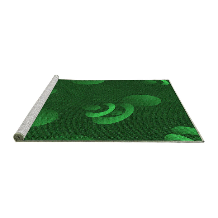Sideview of Machine Washable Transitional Green Rug, wshpat171grn