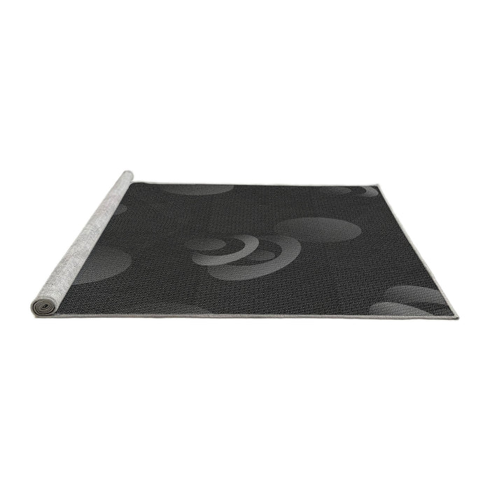 Sideview of Machine Washable Transitional Charcoal Black Rug, wshpat171gry