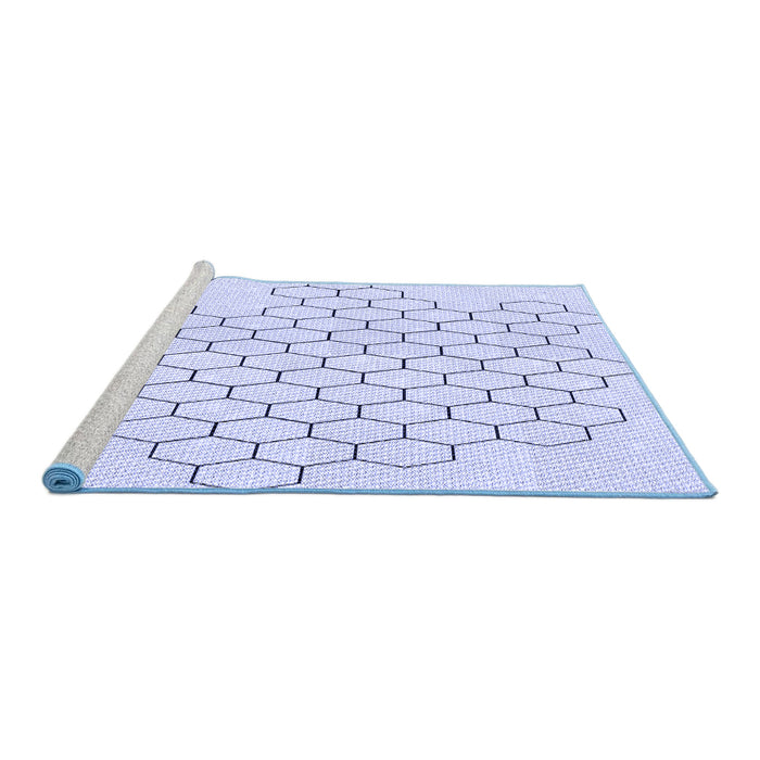 Sideview of Machine Washable Transitional Lavender Blue Rug, wshpat1710blu