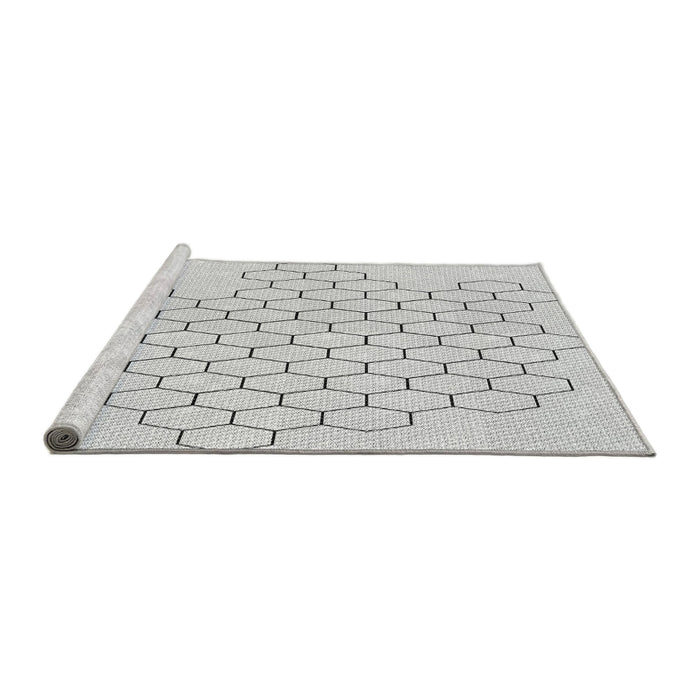 Sideview of Machine Washable Transitional Platinum Gray Rug, wshpat1710gry