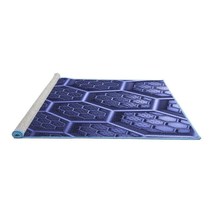 Sideview of Machine Washable Transitional Midnight Blue Rug, wshpat1711blu