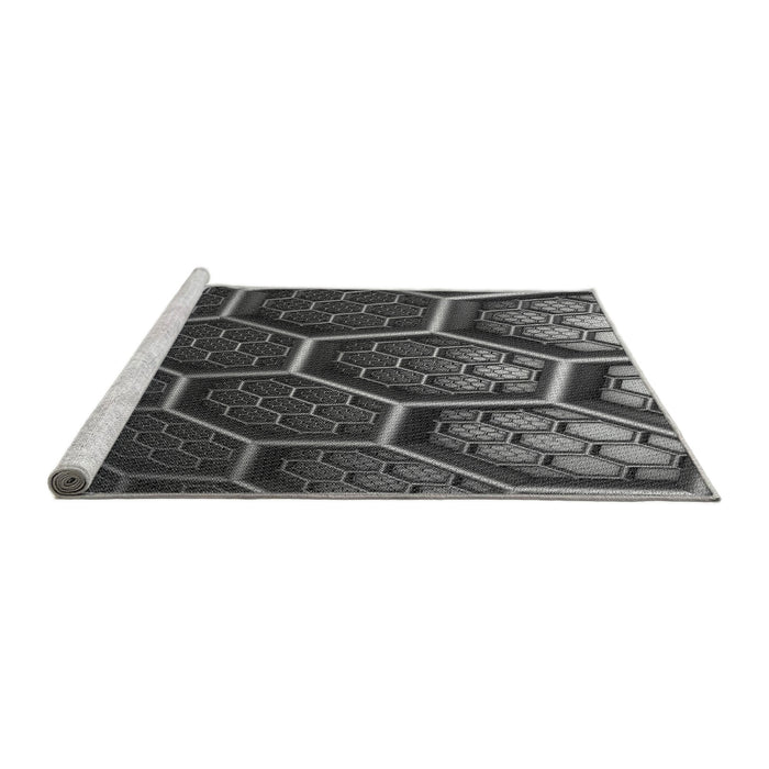 Sideview of Machine Washable Transitional Charcoal Black Rug, wshpat1711gry