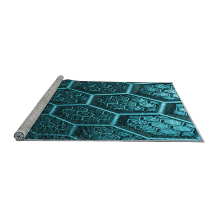 Sideview of Machine Washable Transitional Dark Turquoise Green Rug, wshpat1711lblu