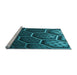 Sideview of Machine Washable Transitional Dark Turquoise Green Rug, wshpat1711lblu