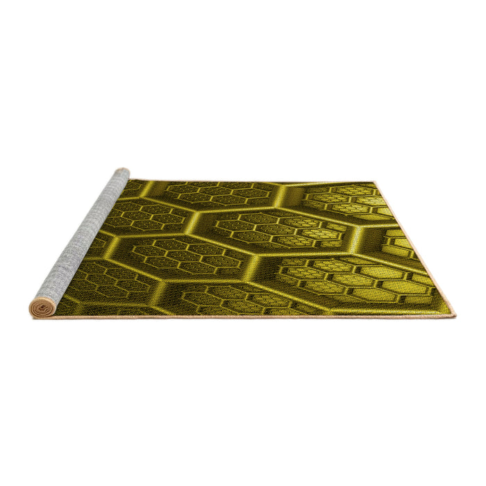 Sideview of Machine Washable Transitional Black Brown Rug, wshpat1711yw