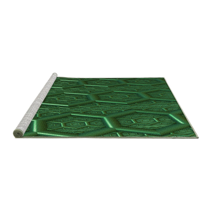 Sideview of Machine Washable Transitional Deep Emerald Green Rug, wshpat1712grn