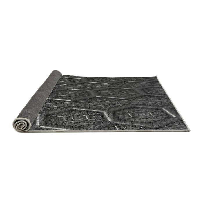 Thickness of Patterned Charcoal Black Rug, pat1712gry