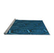 Sideview of Machine Washable Transitional Blue Rug, wshpat1712lblu