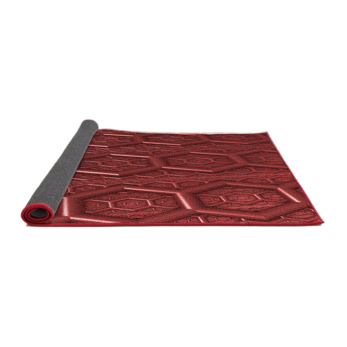 Thickness of Patterned Cranberry Red Rug, pat1712rd