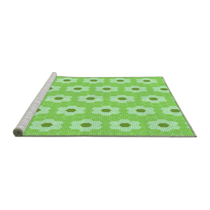Sideview of Machine Washable Transitional Green Rug, wshpat1714grn