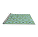 Sideview of Machine Washable Transitional Aquamarine Green Rug, wshpat1714lblu