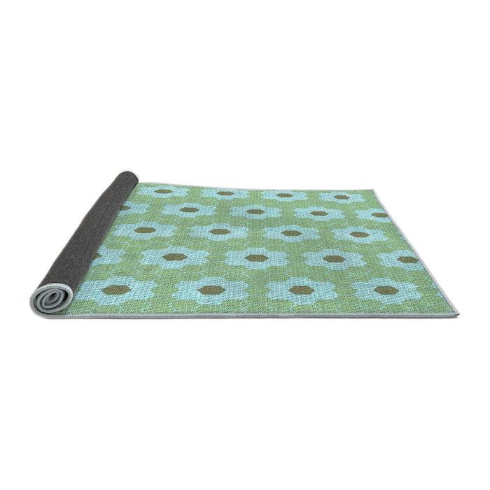 Thickness of Patterned Aquamarine Green Rug, pat1714lblu