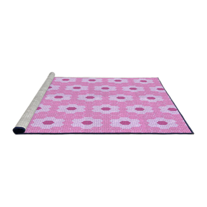 Sideview of Machine Washable Transitional Blossom Pink Rug, wshpat1714pur
