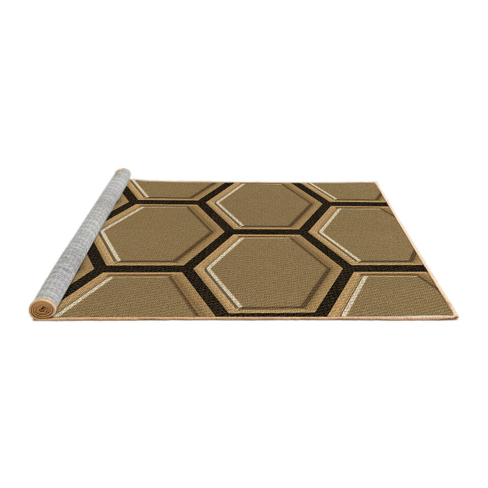 Sideview of Machine Washable Transitional Caramel Brown Rug, wshpat1715brn