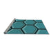 Sideview of Machine Washable Transitional Teal Green Rug, wshpat1715lblu