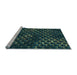 Sideview of Machine Washable Transitional Deep Teal Green Rug, wshpat1716lblu