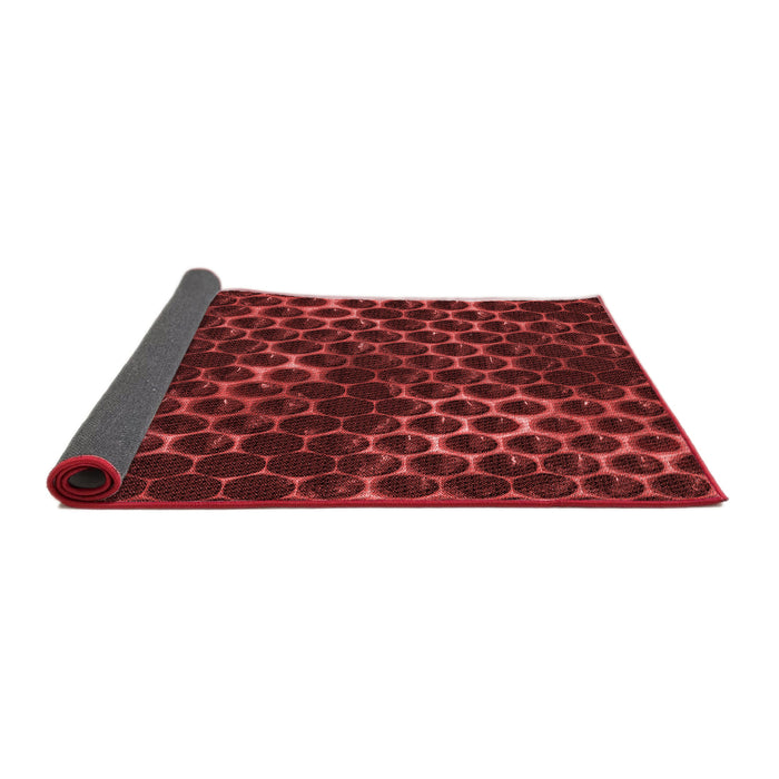 Thickness of Patterned Maroon Red Rug, pat1716rd