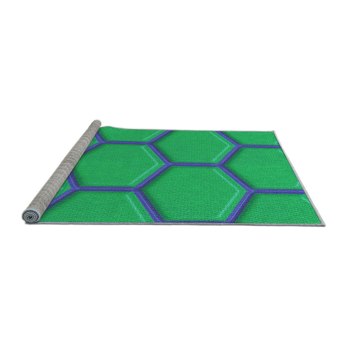 Sideview of Machine Washable Transitional Spring Green Rug, wshpat1717lblu