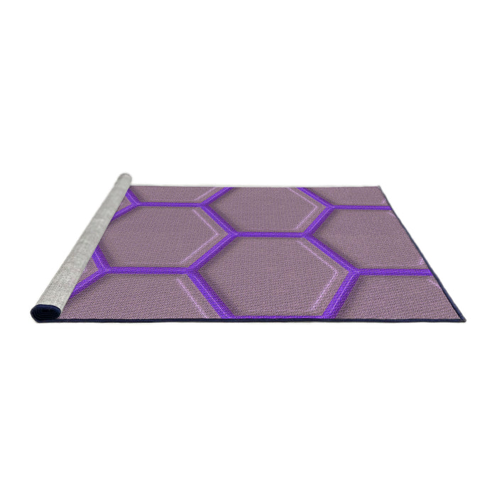 Sideview of Machine Washable Transitional Orchid Purple Rug, wshpat1717pur