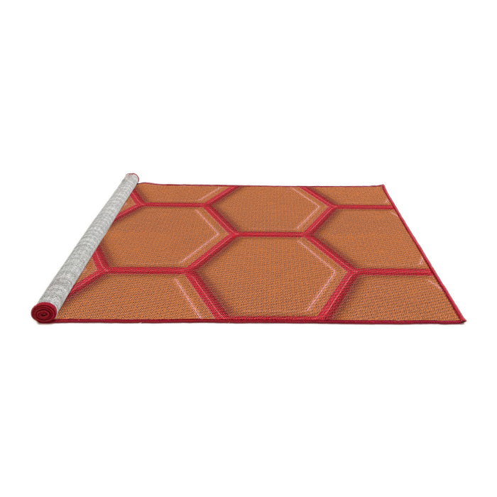Sideview of Machine Washable Transitional Orange Rug, wshpat1717rd