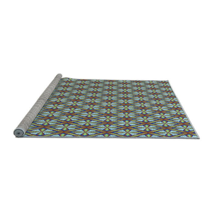 Sideview of Machine Washable Transitional Pastel Green Rug, wshpat1719lblu