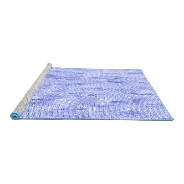 Sideview of Machine Washable Transitional Sky Blue Rug, wshpat172blu
