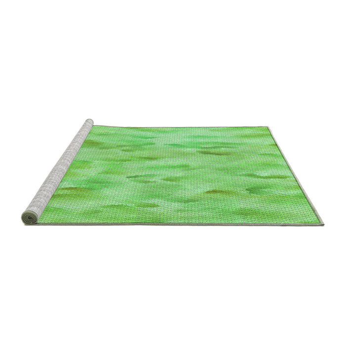 Sideview of Machine Washable Transitional Emerald Green Rug, wshpat172grn