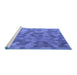 Sideview of Machine Washable Transitional Sky Blue Rug, wshpat1720blu