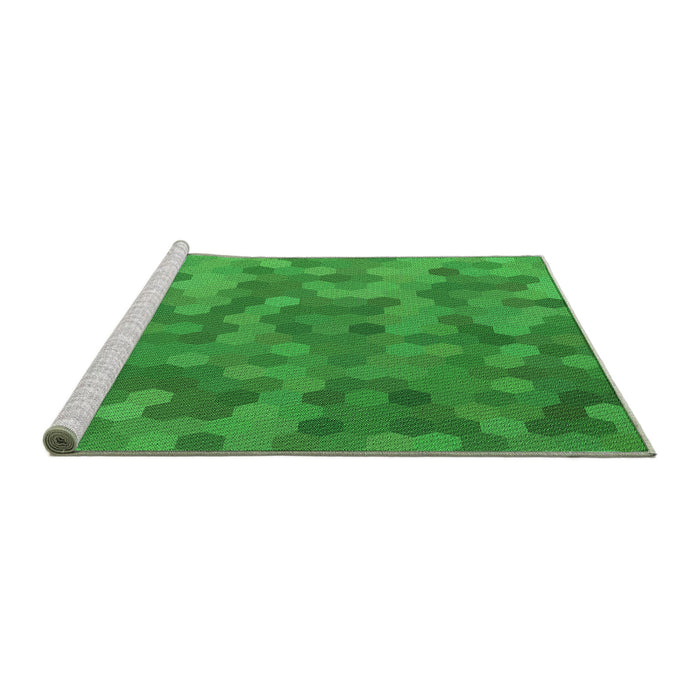 Sideview of Machine Washable Transitional Green Rug, wshpat1720grn