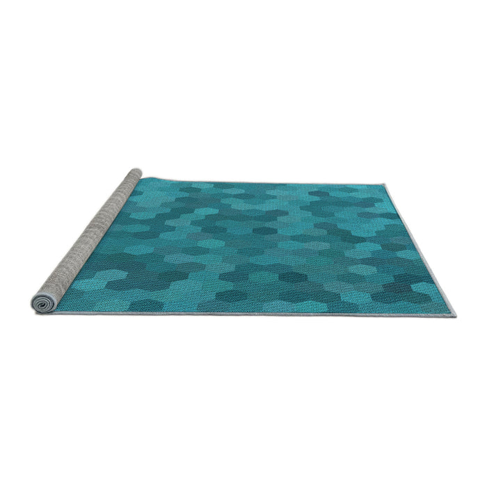Sideview of Machine Washable Transitional Bright Turquoise Blue Rug, wshpat1720lblu