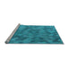 Sideview of Machine Washable Transitional Bright Turquoise Blue Rug, wshpat1720lblu