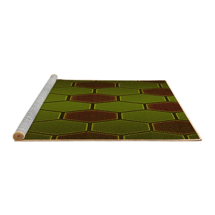 Sideview of Machine Washable Transitional Olive Green Rug, wshpat1721yw