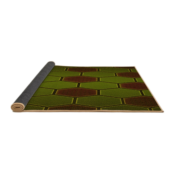 Thickness of Patterned Olive Green Rug, pat1721yw