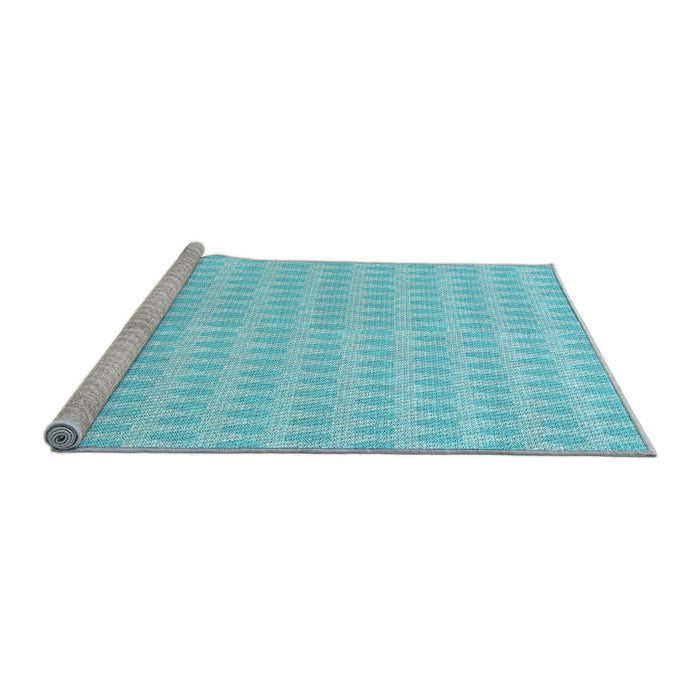 Sideview of Machine Washable Transitional Bright Turquoise Blue Rug, wshpat1723lblu