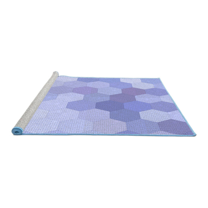 Sideview of Machine Washable Transitional Light Slate Blue Rug, wshpat1724blu