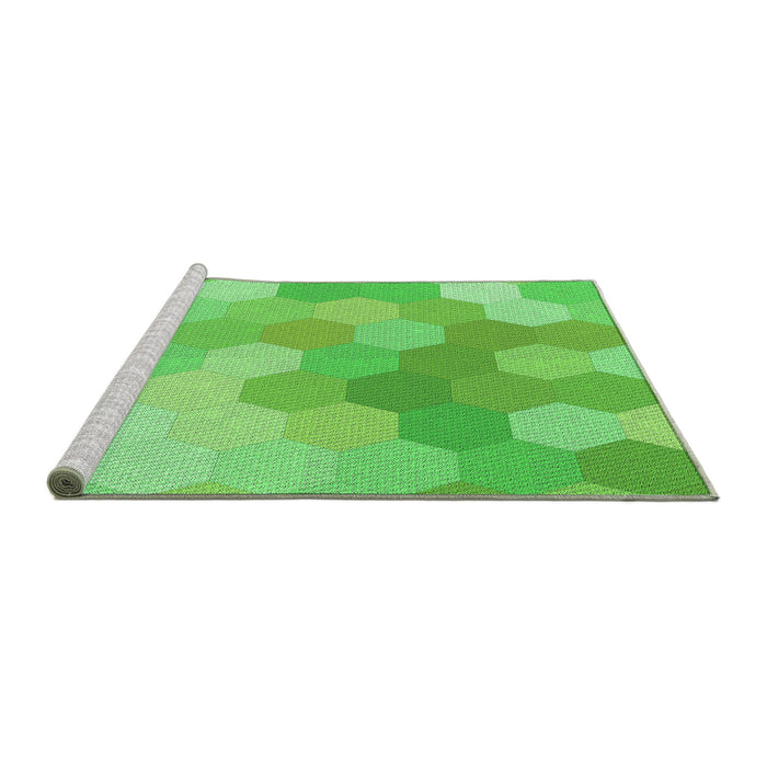 Sideview of Machine Washable Transitional Emerald Green Rug, wshpat1724grn