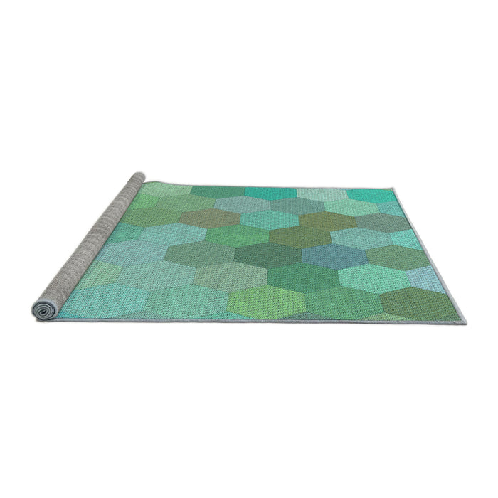 Sideview of Machine Washable Transitional Mint Green Rug, wshpat1724lblu