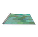 Sideview of Machine Washable Transitional Mint Green Rug, wshpat1724lblu