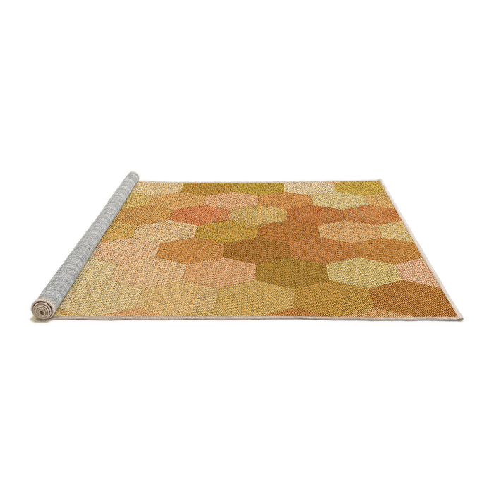 Sideview of Machine Washable Transitional Neon Orange Rug, wshpat1724org