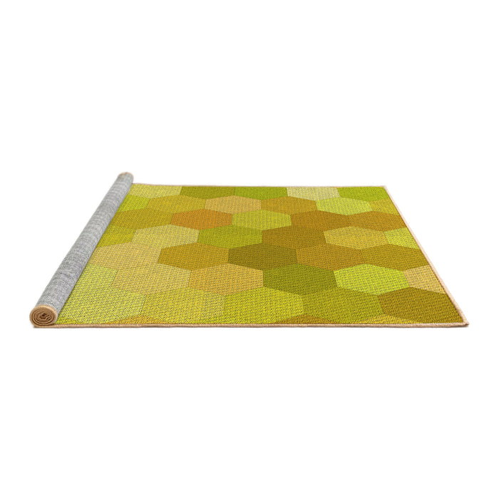 Sideview of Machine Washable Transitional Golden Yellow Rug, wshpat1724yw