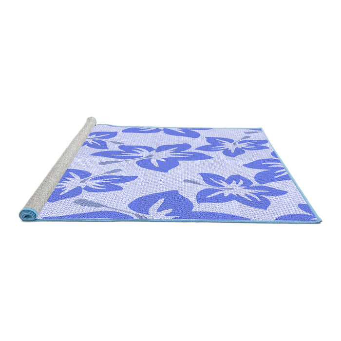 Sideview of Machine Washable Transitional Blue Rug, wshpat1727blu