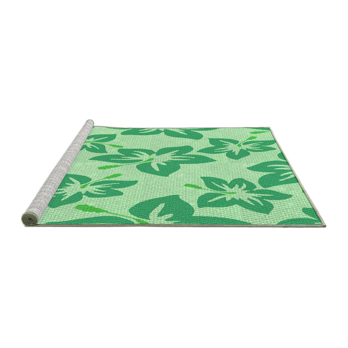 Sideview of Machine Washable Transitional Green Rug, wshpat1727grn