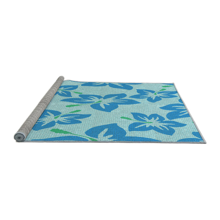 Sideview of Machine Washable Transitional Blue Rug, wshpat1727lblu