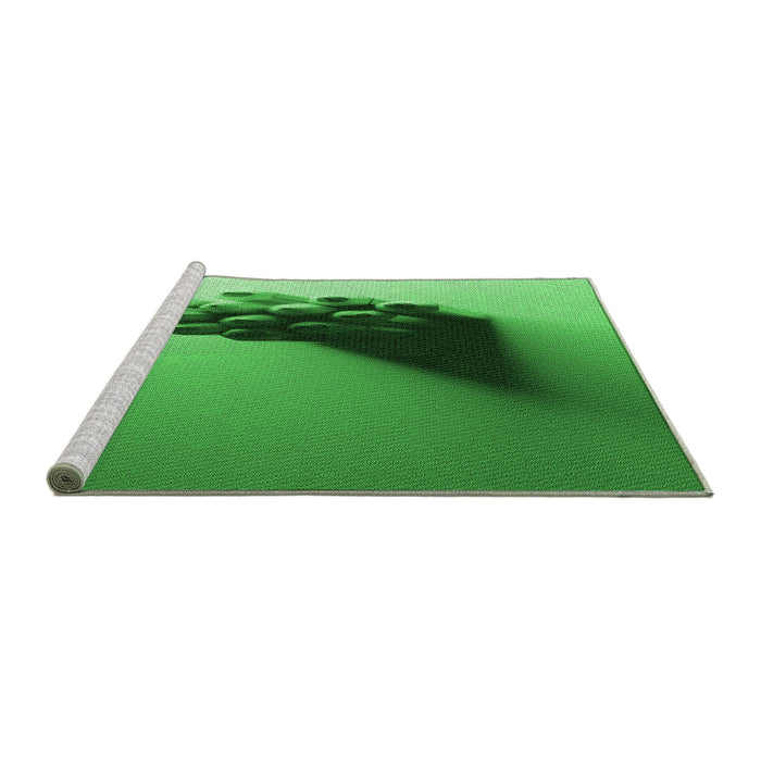 Sideview of Machine Washable Transitional Green Rug, wshpat1728grn