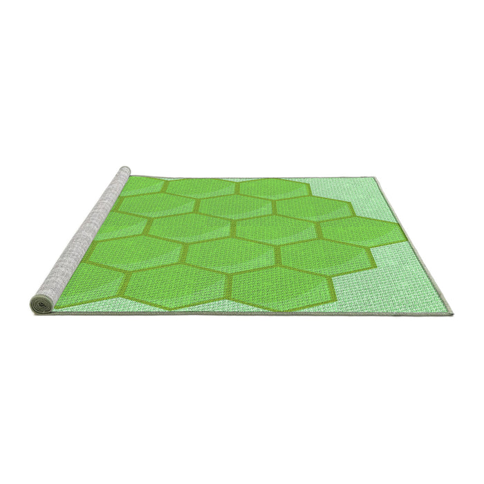 Sideview of Machine Washable Transitional Emerald Green Rug, wshpat1729grn