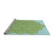 Sideview of Machine Washable Transitional Green Rug, wshpat1729lblu